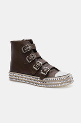 Beast Fashion Multi-Buckle Straps Studded Platform Sneakers - Edgy & Trendy Footwear
